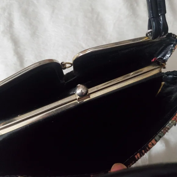 Stunning 1940's 50's needlepoint wool vintage purse bag floral handmade fall - Picture 5 of 16